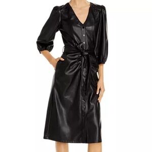 House of Harlow 1960 Belted Faux Leather Dress